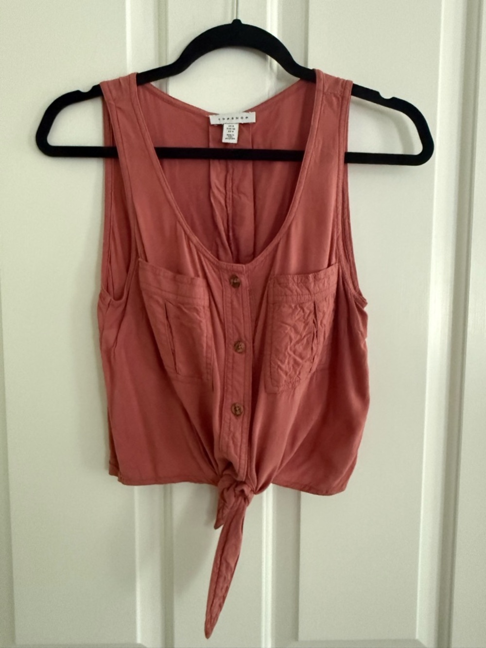 Topshop Rose Tie-Front Pocket Tank Women's Size 4